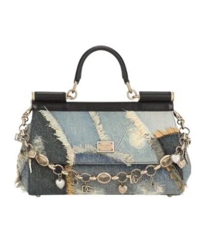 Dolce & Gabbana Sicily Denim Patchwork Cross Body Bag In Multicolor