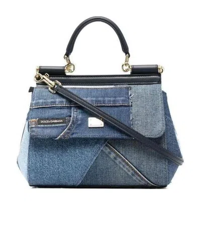 Dolce & Gabbana Sicily Denim Tote Bag In Blue