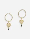 Dolce & Gabbana Hoop Earrings With Heart Pendant In Gold