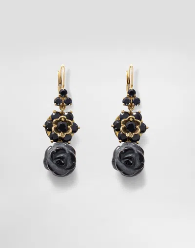 Dolce & Gabbana Sicily Earrings 18-carat Yellow Gold, Black Sapphires And Black Jade