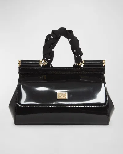 Dolce & Gabbana Sicily East-west Top-handle Bag With Polka-dot Scarf In Black
