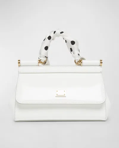Dolce & Gabbana Sicily East-west Top-handle Bag With Polka-dot Scarf In White