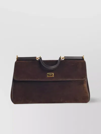 DOLCE & GABBANA SICILY' EBONY LEATHER BAG