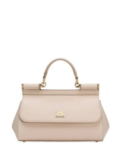 Dolce & Gabbana Sicily Elongated Calfskin Handbag In Sand