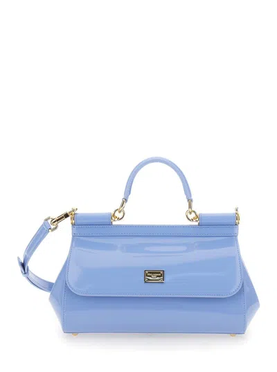 Dolce & Gabbana Sicily Elongated Medium Handbag In Light Blue