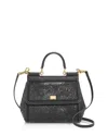 Dolce & Gabbana Medium Sicily Embroidered Top Handle Bag In Black/black
