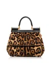 Dolce & Gabbana Sicily Embroidered Top Handle Bag In Leo/black