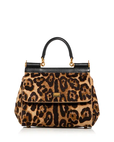 Dolce & Gabbana Sicily Embroidered Top Handle Bag In Leo/black