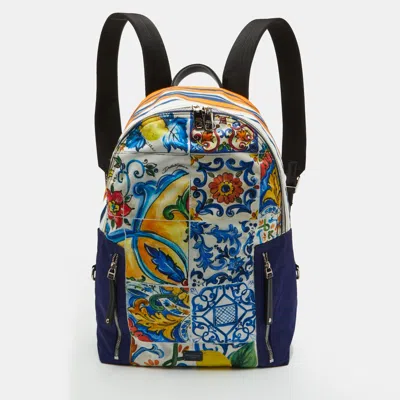 Pre-owned Dolce & Gabbana Sicily Fantacy Multicolor Nylon Backpack