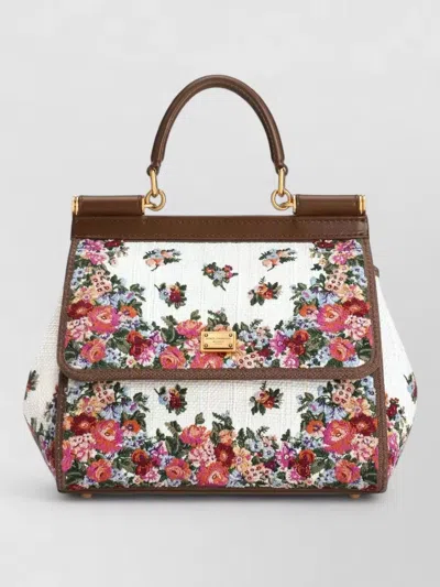 Dolce & Gabbana Sicily Floral Embroidery Leather Shoulder Bag In Multi