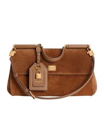 Dolce & Gabbana Dolce  Gabbana Sicily Foldover Top Tote Bag In Brown