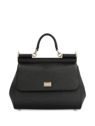 Dolce & Gabbana Sicily Grande Leather Handbag In Black