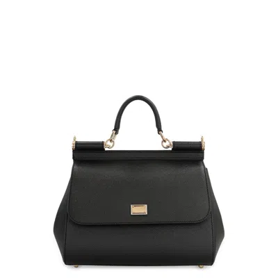 Dolce & Gabbana Sicily Grande Leather Handbag In Black
