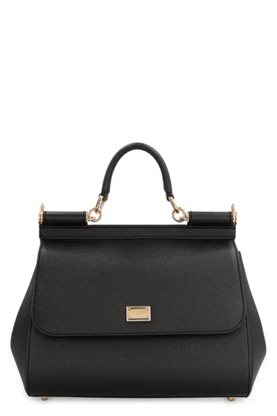 Dolce & Gabbana Black Handbag With Adjustable And Removable Shoulder Strap And Logo Plaque On The Front In Grained L