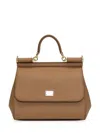 Dolce & Gabbana Medium Sicily Leather Top Handle Bag In Brown