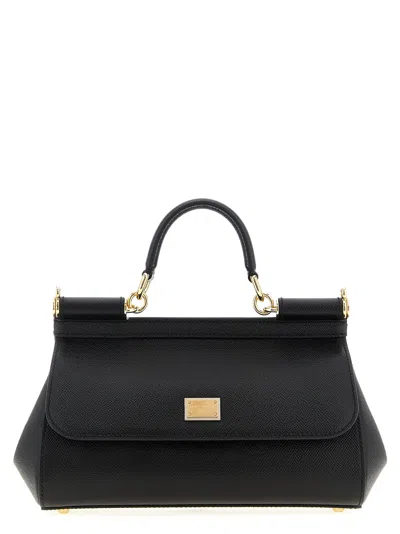 Dolce & Gabbana Sicily Medium Leather Handbag In Black