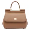 Dolce & Gabbana Medium Sicily Leather Top Handle Bag In Brown