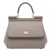 Dolce & Gabbana Large Sicily Handbag In Light Mud Calf Leather In Gray