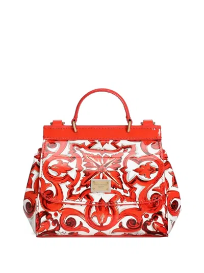 Dolce & Gabbana Kids' Sicily Handbag In Majolica-print Patent-leather In Multi