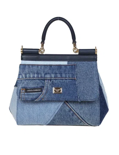 Dolce & Gabbana Sicily Handbag In Patchwork Denim