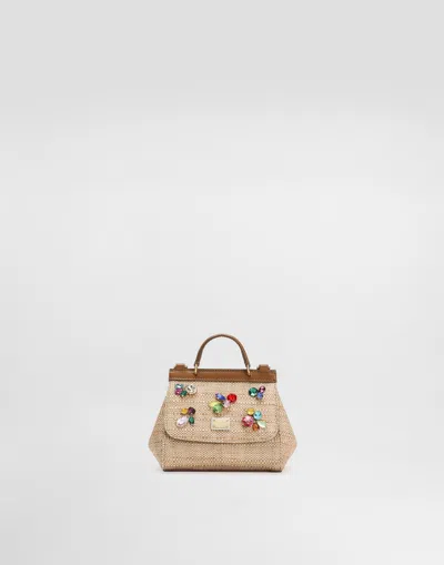 Dolce & Gabbana Sicily Handbag In Rafia With Embroidery