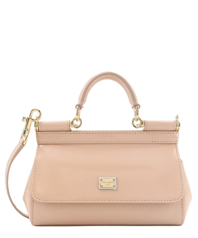 Dolce & Gabbana Sicily Patent Leather Handbag In Pink