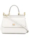 DOLCE & GABBANA 'SICILY' WHITE HANDBAG WITH LOGO PLAQUE IN LEATHER WOMAN