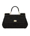 Dolce & Gabbana Medium Sicily Raffia Shoulder Bag In Black