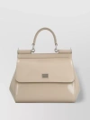 Dolce & Gabbana Women Sand Leather Small Sicily Handbag In Cream
