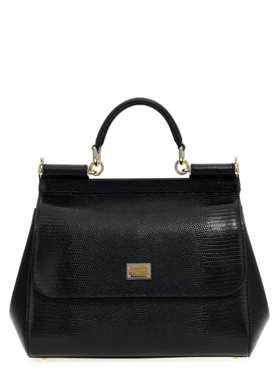 Dolce & Gabbana Sicily Large Leather Handbag In Black
