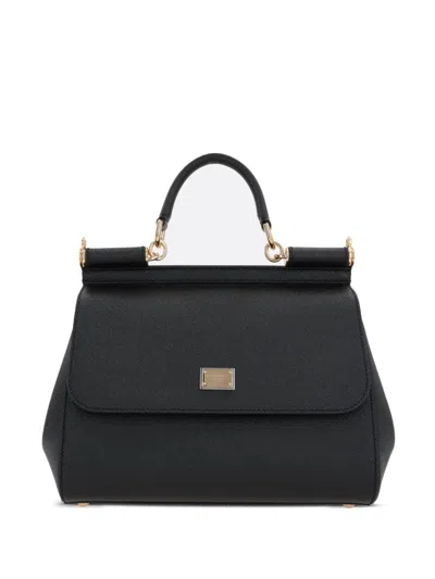 Dolce & Gabbana Sicily Large Leather Handbag In Black