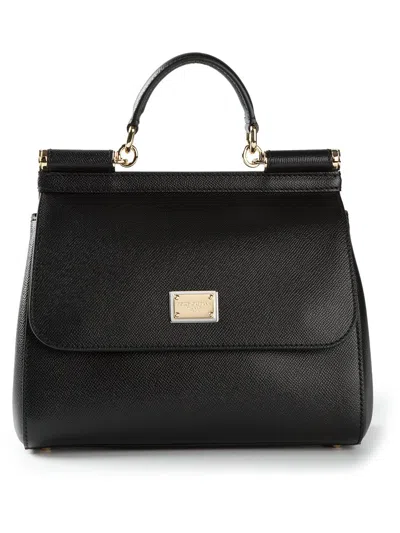 Dolce & Gabbana Sicily Large Leather Handbag In Black