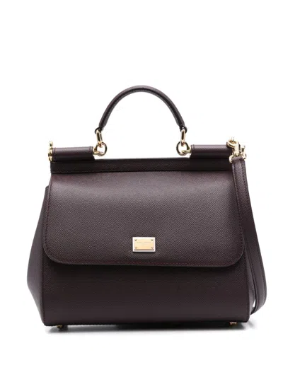 Dolce & Gabbana Sicily Large Leather Handbag In Brown