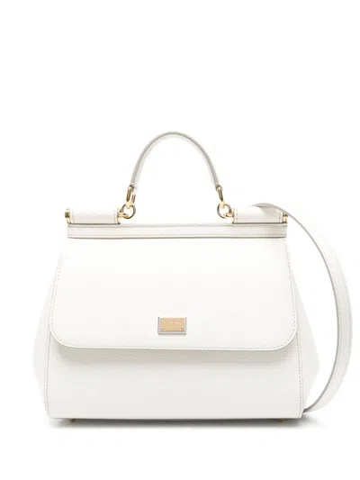 Dolce & Gabbana Sicily Large Leather Handbag In White