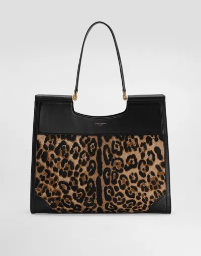 Dolce & Gabbana Sicily Large Shopping Bag With Embroidery In Multi