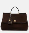 Dolce & Gabbana Sicily Large Suede Tote Bag In Brown