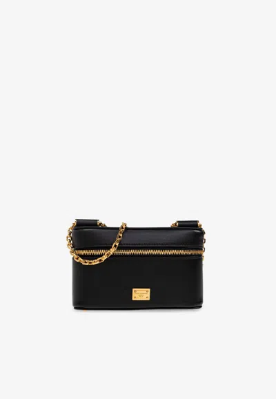 Dolce & Gabbana Sicily Leather Crossbody Bag In Black