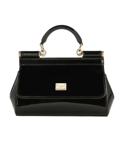 Dolce & Gabbana Sicily Leather Crossbody Bag In Black
