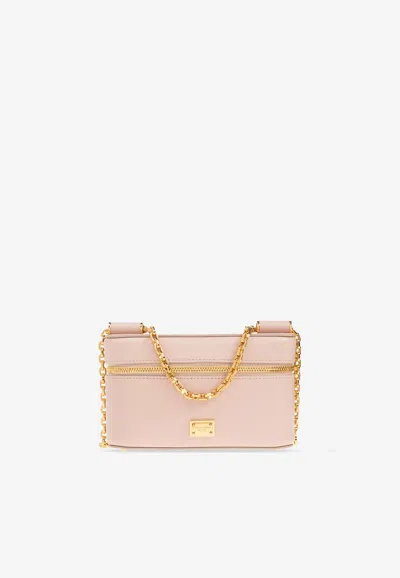 Dolce & Gabbana Sicily Leather Crossbody Bag In Pink