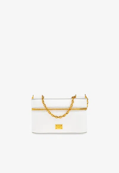 Dolce & Gabbana Sicily Leather Crossbody Bag In White