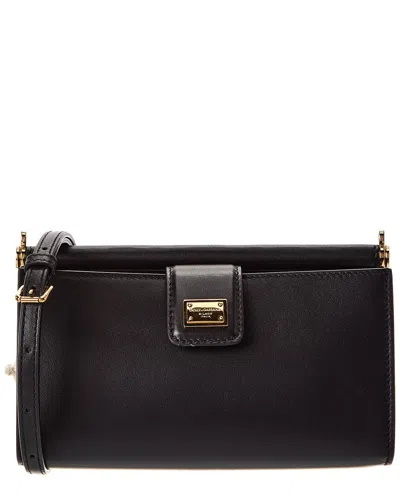 Dolce & Gabbana Sicily Leather Crossbody In Black