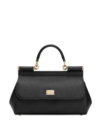 Dolce & Gabbana Sicily Leather Handbag In Black
