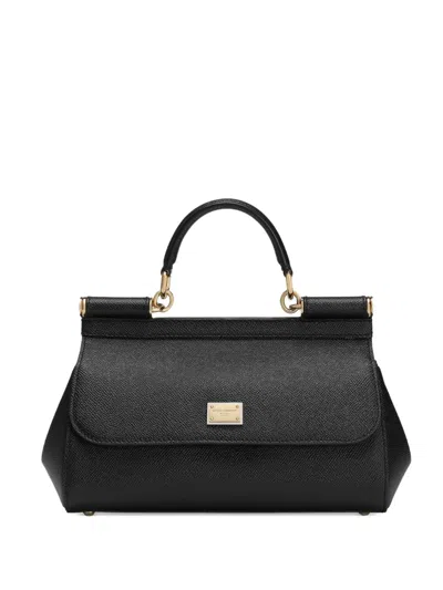 Dolce & Gabbana Sicily Medium Leather Handbag In Black