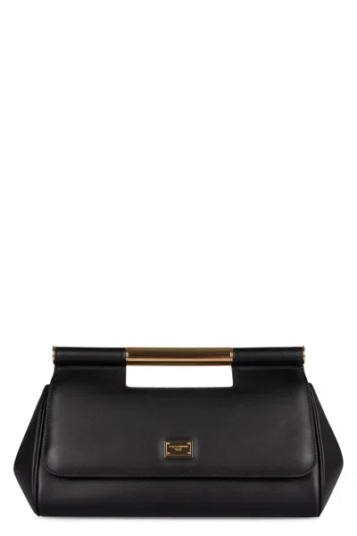 Dolce & Gabbana Sicily Leather Handbag In Black