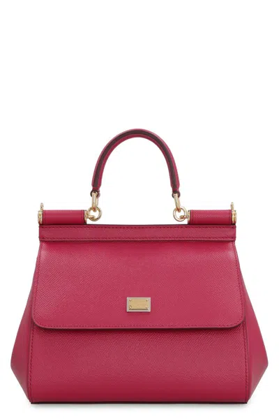 Dolce & Gabbana Sicily Leather Handbag In Pink