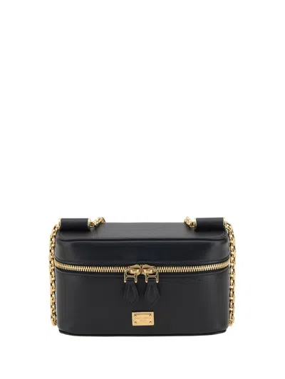 Dolce & Gabbana Sicily Cube Shoulder Bag In Black Leather