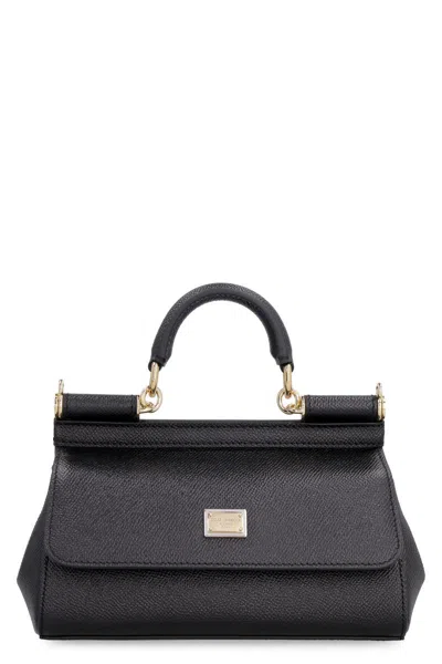Dolce & Gabbana Sicily Leather Mini Handbag In Black