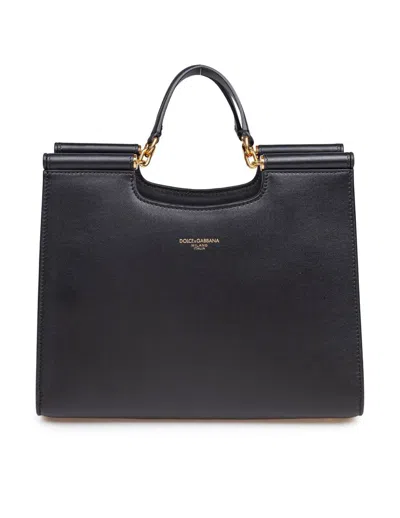 Dolce & Gabbana Sicily Leather Shopping Bag In The Small Size In Black