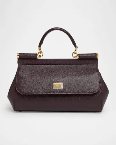 DOLCE & GABBANA SICILY LEATHER TOP-HANDLE BAG