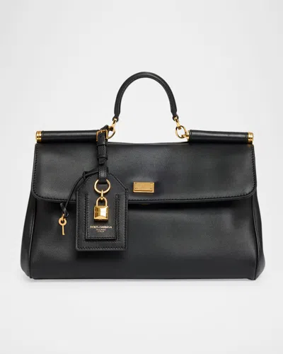 DOLCE & GABBANA SICILY LEATHER TOP-HANDLE BAG